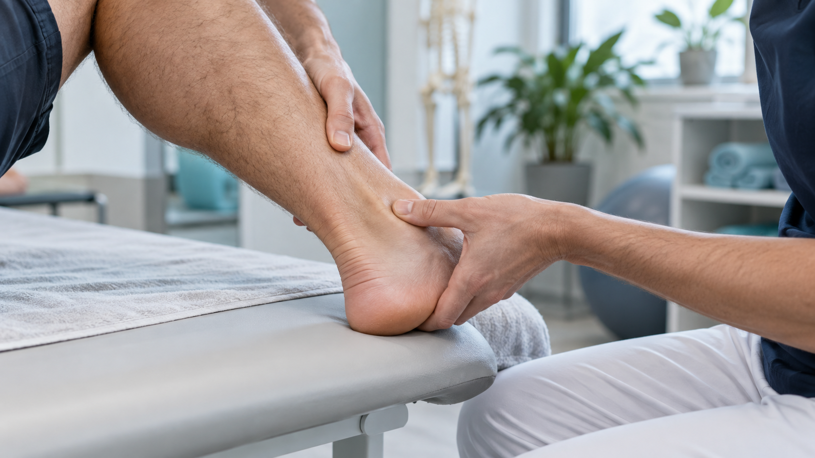 Geçmeyen Aşil tendonu ağrısında topuk ve tendon değerlendirmesini temsil eden görsel